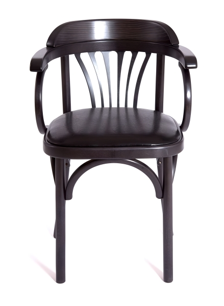 Деревянный стул Венский венге с мягким сиденьем из черной экокожи