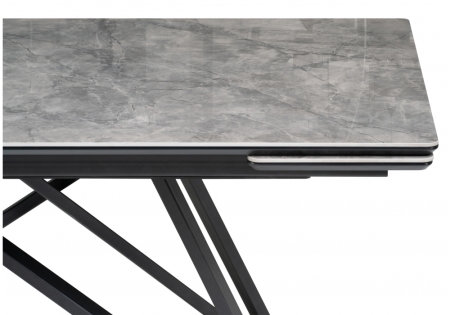 Керамический стол Вилсон 160(220)х89х75 серый мрамор baolai, черный