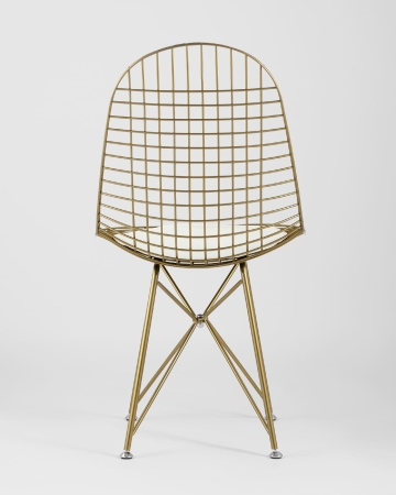 Стул обеденный Eiffel золотой с белой подушкой