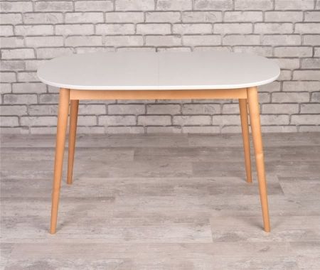 Стол овальный Алиса-1200 белый, натуральный, раздвижной
