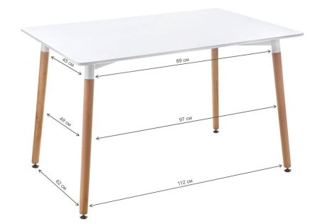 Стол Table 120 белый, светлое дерево