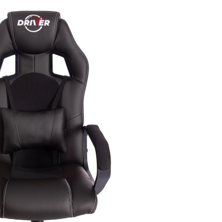 Кресло DRIVER (22) экокожа и ткань, черный и черный
