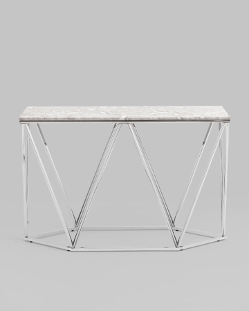 Консоль Авалон 122*41 серый мрамор сталь серебро