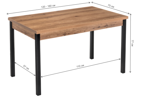 Деревянный стол Оригон дуб горный, черный матовый