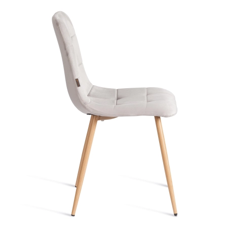 Стул CHILLY светло-серый, велюр и металл, мягкое сиденье, без подлокотников