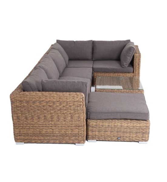 Трансформирующаяся лаунж-зона "Лунго" из искусственного ротанга (гиацинт), цвет соломенный