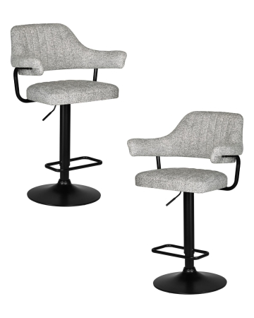 Набор 2 шт Стул барный CHARLY BLACK, светло-серый твид (LEO04)