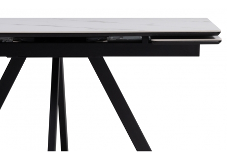 Керамический стол Вилли 140(200)х80 белый мрамор, черный