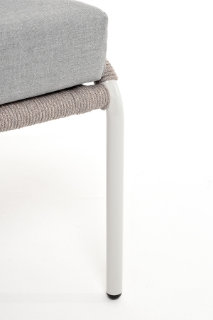 "Милан" диван 2-местный плетеный из роупа, каркас алюминий светло-серый (RAL7035) муар, роуп серый меланж круглый, ткань светло-серая