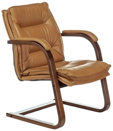 Кресло Бюрократ T-9927WALNUT-AV горчичный кожа полозья дерево