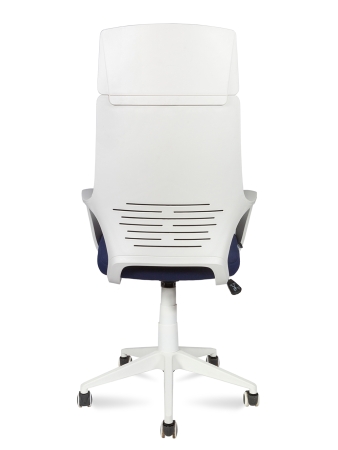 Кресло офисное IQ белый  пластик темно-синяя ткань