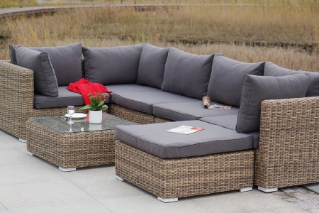 "Лунго" трансформирующийся диван из искусственного ротанга, цвет соломенный