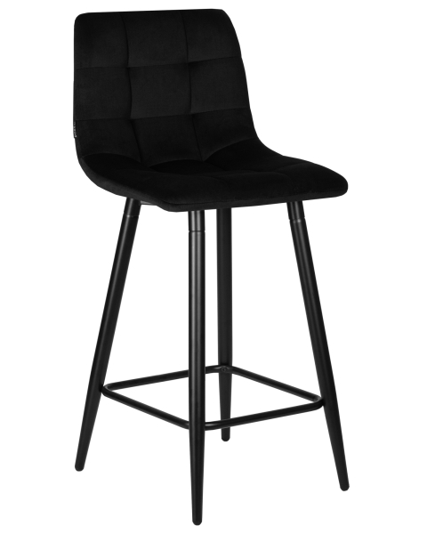 Стул полубарный OLIVIA черные матовые ножки, черный велюр 108-77 Стул полубарный OLIVIA черные матовые ножки, черный велюр 108-77
