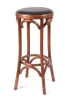 Барный деревянный табурет Венский 750 средний тон с мягким сиденьем из коричневой экокожи