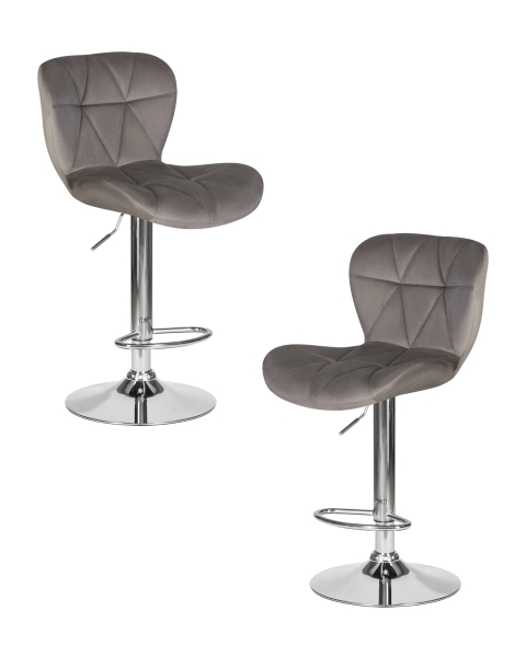 Набор 2 шт Стул барный BARNY, серый велюр (MJ9-75)