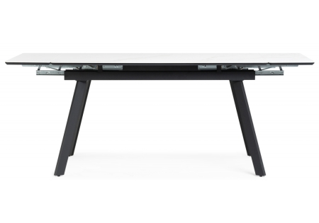 Керамический стол Норман 120(180)х80 snow (alpin) white, черный