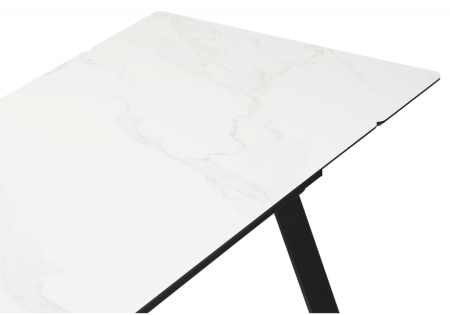 Керамический стол Норман 140(200)х80х75 белый мрамор, черный