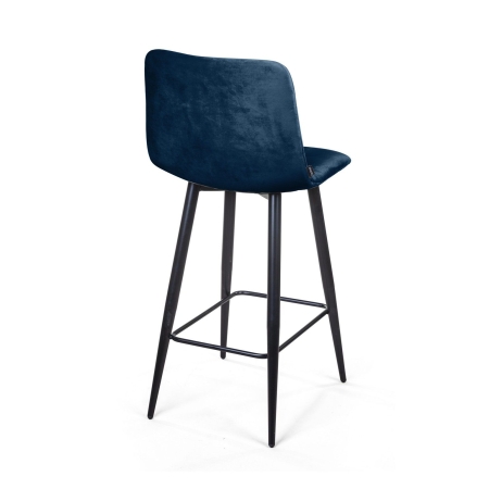 Стул полубарный UNO бархат синий, черный конус
