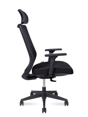 Кресло офисное Mono черный, ткань и пластик, мягкое сиденье, с подлокотниками