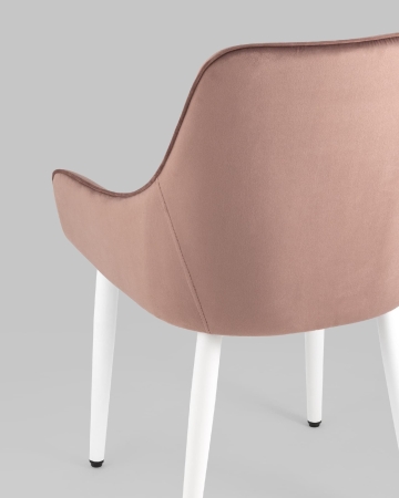 Стул Диана велюр пыльно-розовый ножки белые