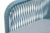 "Лион" стул плетеный из роупа, каркас из стали светло-серый (RAL7035) муар, роуп бирюзовый круглый, ткань светло-серая