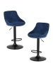 Набор 2 шт Стул барный LOGAN BLACK, синий велюр (MJ9-117)