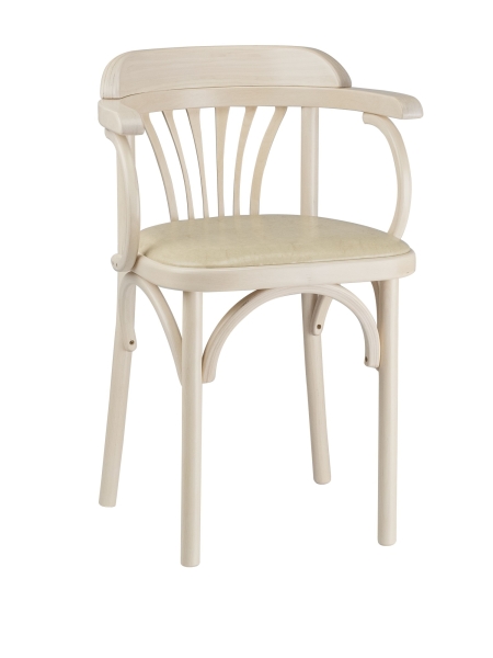Деревянный стул Венский беленый дуб с мягким сиденьем из экокожи