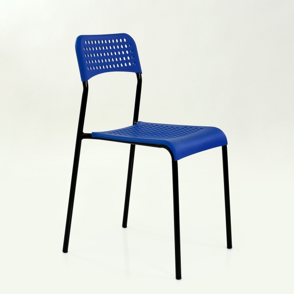 Стул UNO темн-синее сиденье, корпус черный стопируемый