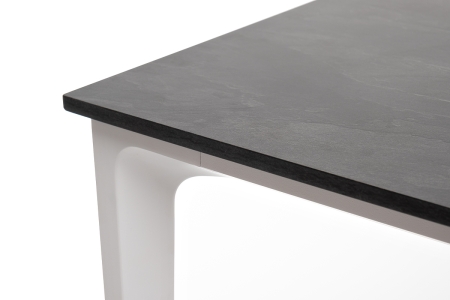 "Малага" обеденный стол из HPL 90х90 см, серый гранит, каркас белый