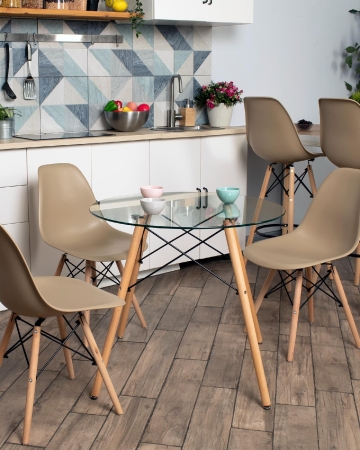 Стул Eames Style DSW бежевый x4 (разборный каркас)