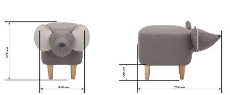 Пуф Mouse COMBI ткань Milos 16, Milos 02