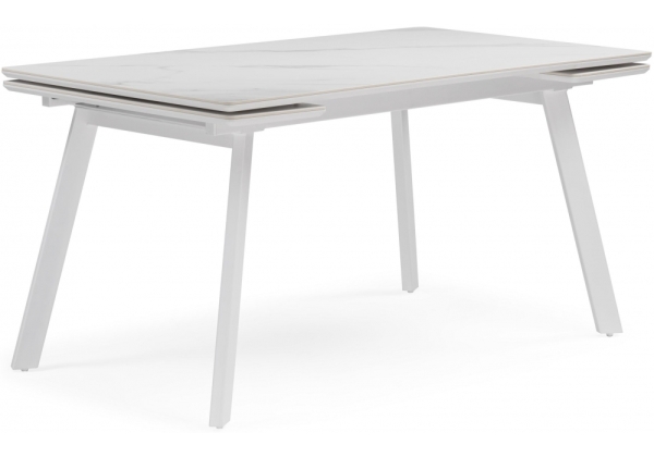 Керамический стол Норман 140 (200) х 80 белый мрамор alpin white, snow white, белый Керамический стол Норман 140 (200) х 80 белый мрамор alpin white, snow white, белый