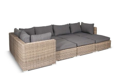 Плетеная оттоманка "Лунго" с подушкой, соломенный