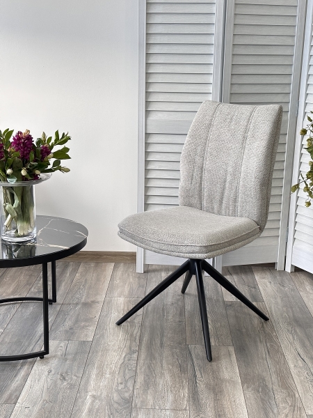 Стул YOHAN 360 градусов поворотный, KN01-04 светло-серый, ткань, черный