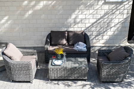 "Кон Панна" диван из искусственного ротанга двухместный, цвет графит