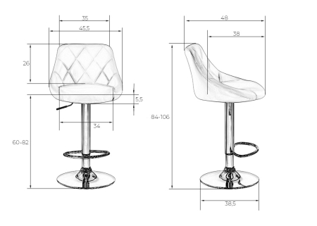 Набор 2 шт Стул барный LOGAN, белый
