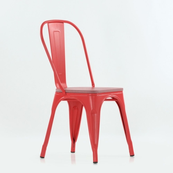 Стул Tolix style Wood красный