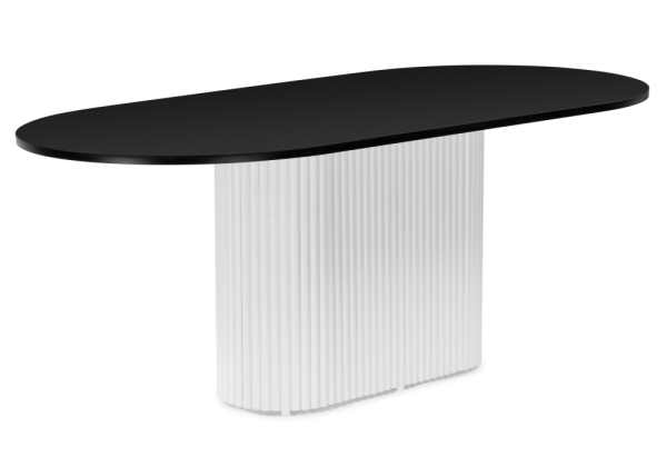 Стол деревянный Барон О 200 х 90 черная пленка шагрень, белые ноги