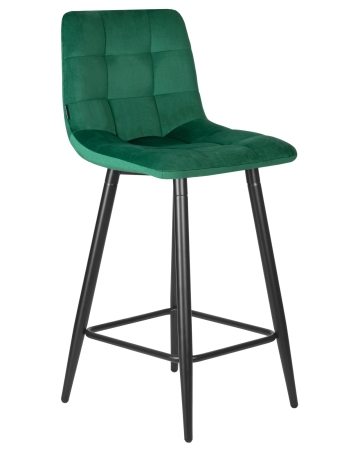 Набор 2 шт Стул полубарный OLIVIA, черные матовые ножки, зеленый велюр (108-64)