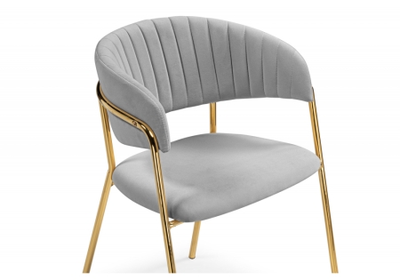 Стул на металлокаркасе Kamelia велюр светло-серый, золотой