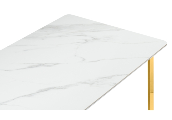 Стол керамический Селена 2 180х90х77 белый мрамор, золото