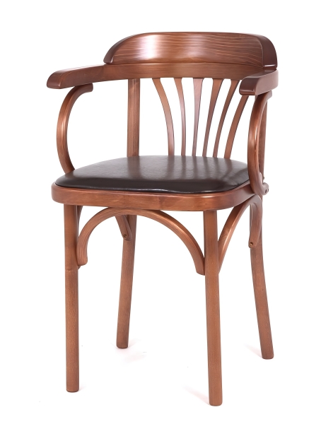 Деревянный стул Венский средний тон с мягким сиденьем из экокожи Деревянный стул Венский средний тон с мягким сиденьем из экокожи
