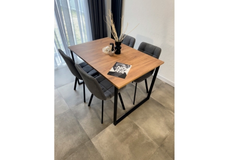 Стол деревянный Лиман 117 (157) x 77 дуб крафт золотой, черный матовый