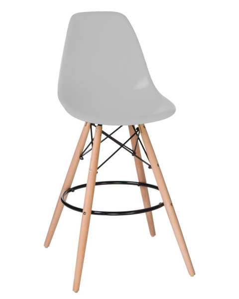 Стул барный DSW BAR ножки светлый бук сиденья светло-серый GR-01