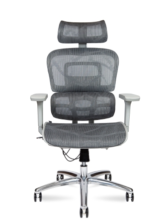 Кресло офисное Kron серый, сетка и пластик и металл, мягкое сиденье, с подлокотниками