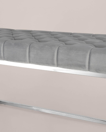 Банкетка ИНСИГНИЯ велюр серый, сталь серебро