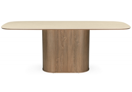 Керамический стол Эллипсо 200х90 okara light yellow, дуб американский