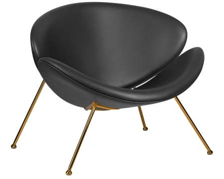 Кресло дизайнерское EMILY, черный винил YP16, золотое основания