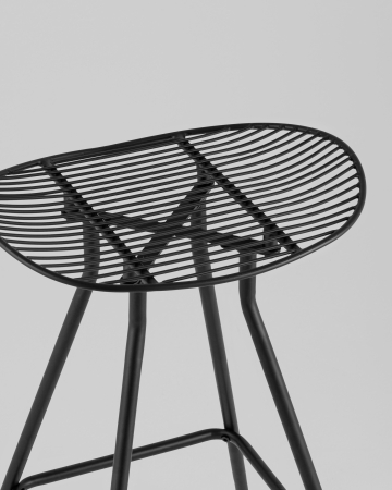 Стул полубарный Jerry черный с коричневой подушкой