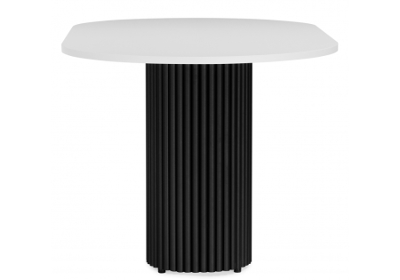 Стол деревянный Барон О 180 х 90 белая пленка шагрень, черные ноги